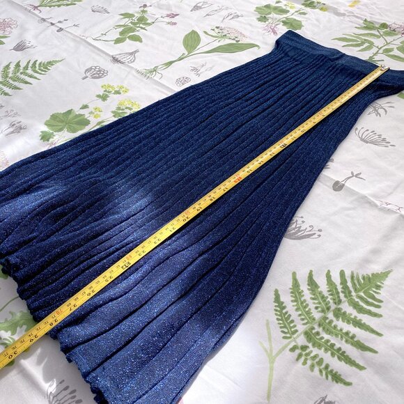 Other Stories Glittery Pleat Rib Midi Skirt Navy Size XS - Picture 6 of 9